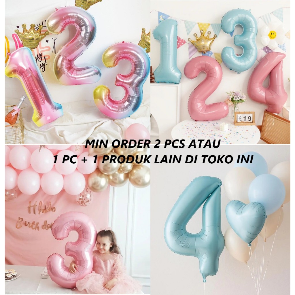 ลูกโป่งตัวเลขจัมโบ้ 80 ซม. Baby Pink, Baby Blue, Blush & Ombre