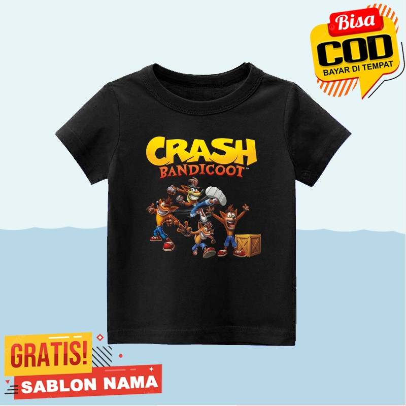 Crash Bandicoot Animated Motif เสื้อยืดเด็ก - Crash Bandicoot Animated Motif เสื้อยืดเด็กชายและเด็กห