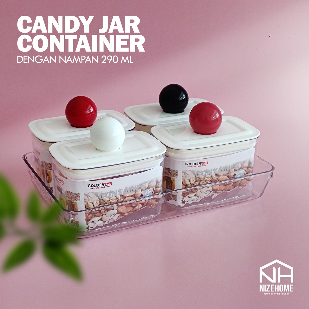 NIZEHOME - [4PCS+NAMPAN] กระปุกเค้กอเนกประสงค์พร้อมถาด 290ml NIZEHOME GF50361/033A-10