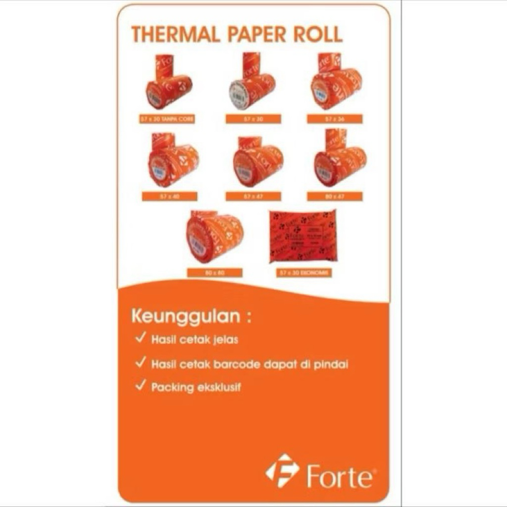 THERMAL PAPER 57X30 FORTE CONTENTS 10 ม้วน / 57X47 / 80X47 / 80X80