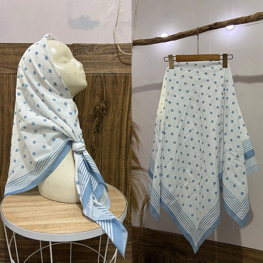 NEWEST MOTIF VOAL HIJAB/ DENAY POLKA BLUE SEA MOTIF/SQUARE POLKA MOTIF VOAL HIJAB/ใหม่ล่าสุด SQUARE HIJAB/SQUAREB