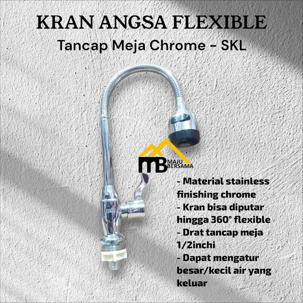 FLEXIBLE Swan Sink Faucet Chrome Table Mount SKL Swan Sink Faucet ด้ายหนัก 0.5in