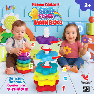 BabyToys Mainan Ring Donat Susun Putar Anak Bayi Jumbo Edukasi Rainbow Tower Spinner Stack Edukatif