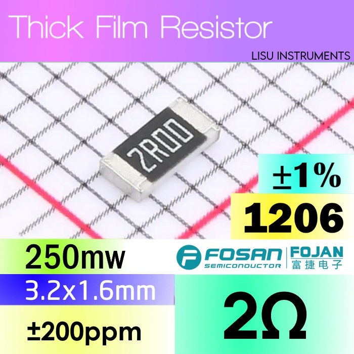 2R 1206 ±1% ตัวต้านทานหนา SMD 2R00 2Ω FRC1206F2R00TS FOJAN