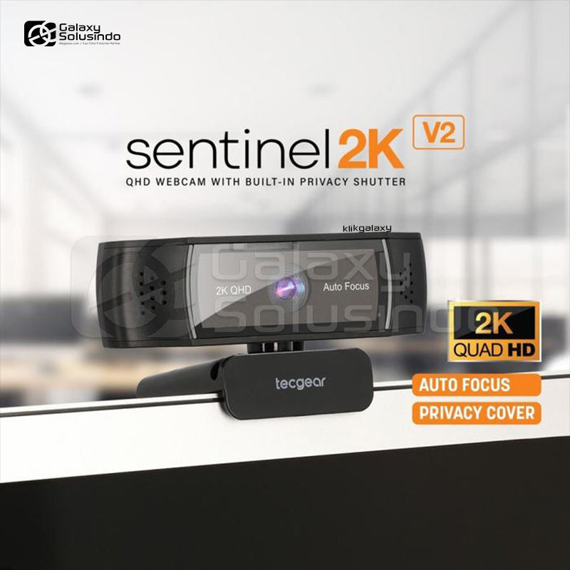 Tecgear Sentinel 2K V2 Auto Focus QHD พร้อมเว็บแคมชัตเตอร์ความเป็นส่วนตัว - HG
