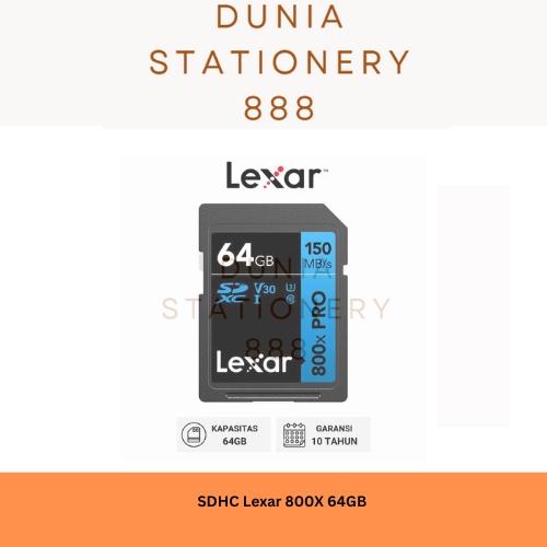 Lexar SDXC ประสิทธิภาพสูง 800x PRO UHS-I U3 V30 Original - 64GB
