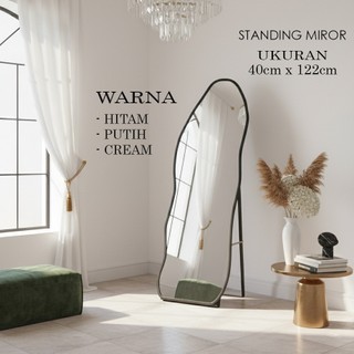 [ Free Packing Kayu] Standing mirror aesthetic full body rubber klasik,Abstrak 40x153 Premium