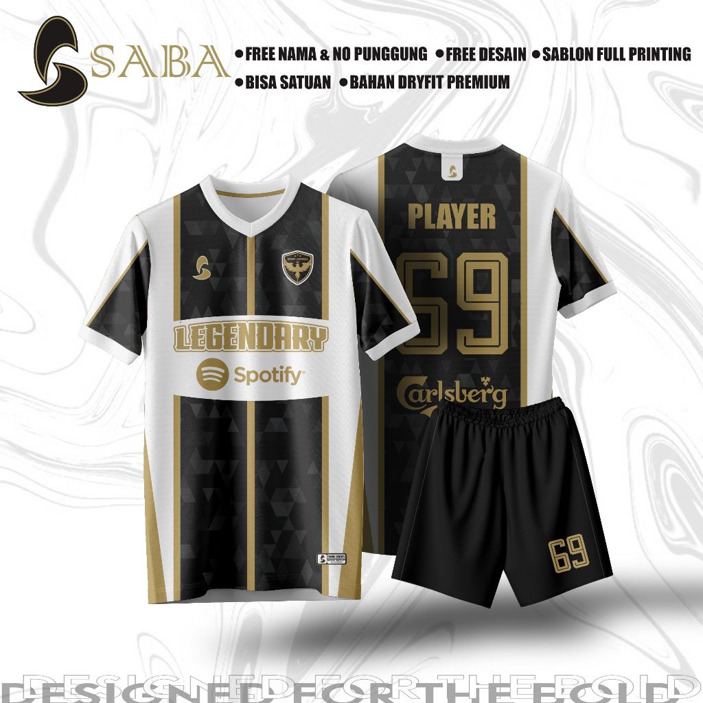 ใหม่ล่าสุด CUSTOM SABA AUTHENTIC GOLD และเสื้อสีดํา \ VOLLEYBALL FUTSAL FOOTBALL BADMINTON \ SABA JE