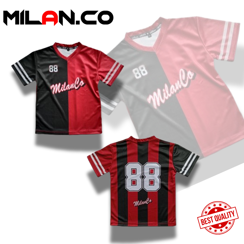 MILAN.CO Jarsey สําหรับเด็กอายุ 3-14 ปี กีฬาอินเทรนด์