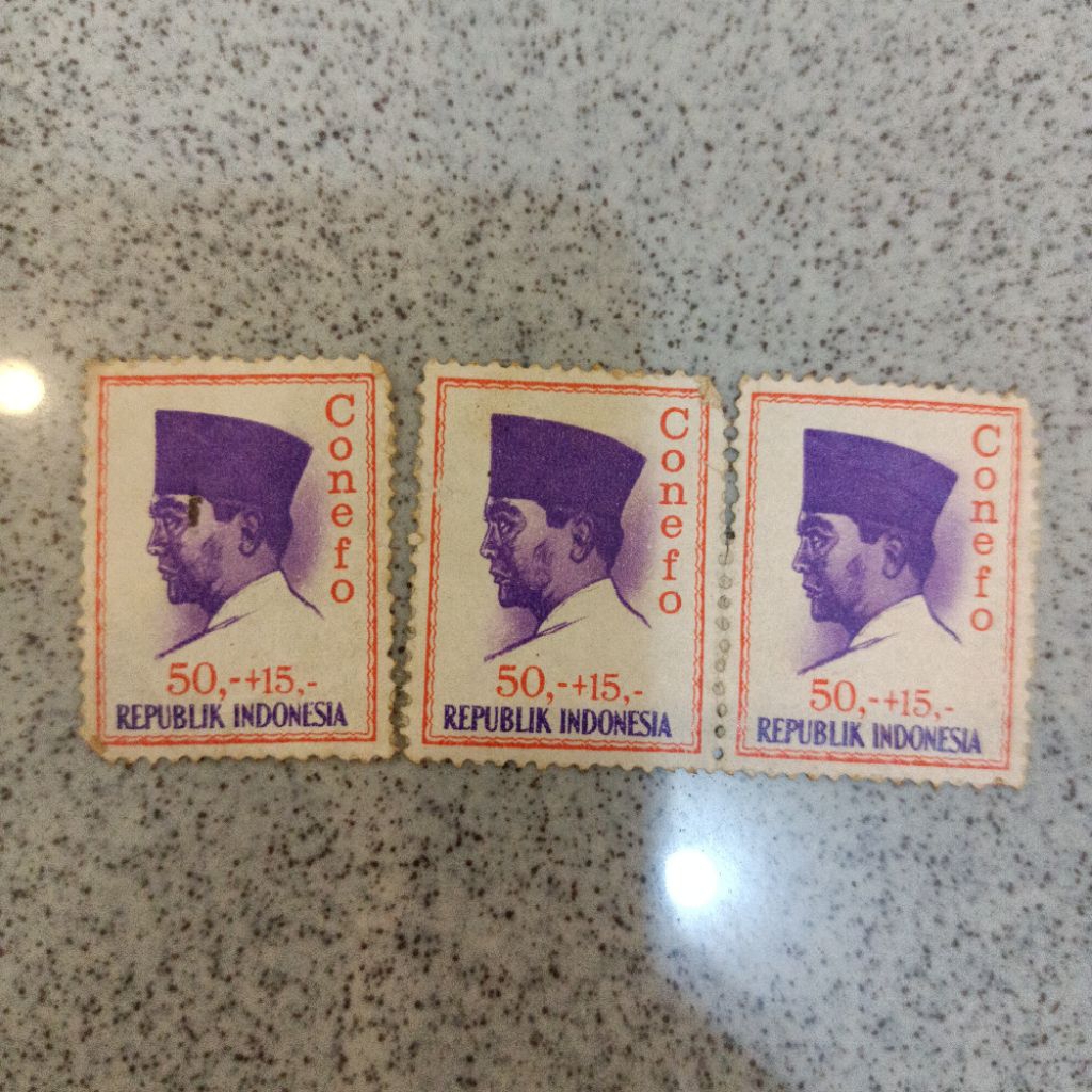 แสตมป์อินโดนีเซียใช้ President Sukarno Soekano 50+15 sen