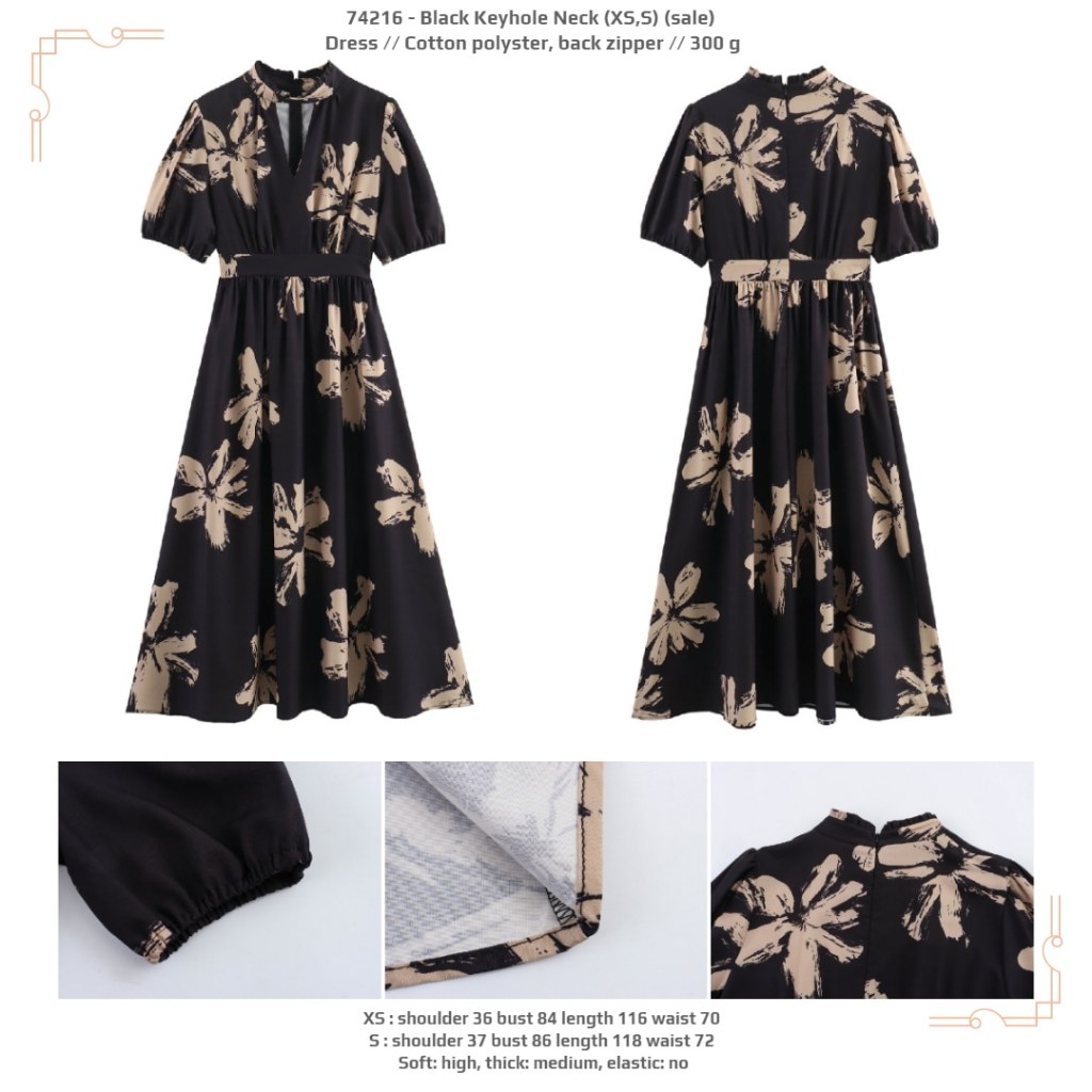 LTE16 - คอรูกุญแจสีดํา (XS,S) - ชุดเดรส