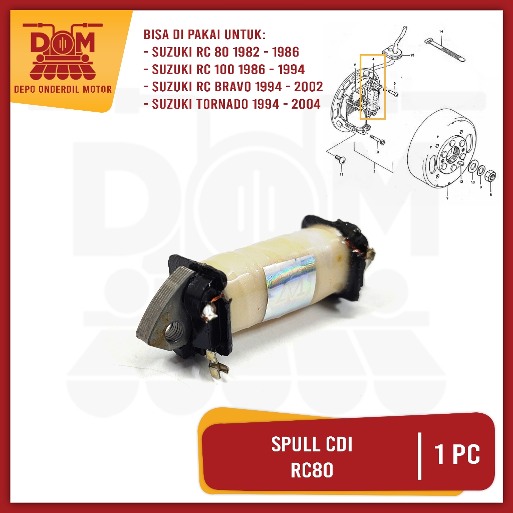 แกนม้วน CDI RC80 100 (TAKA/SASUKE/TOKAIDO) แกนม้วนจุดระเบิด CDI Suzuki RC 80 RC 100