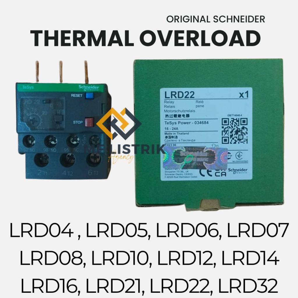 โอเวอร์โหลด Schneider LRD เดิม LRD08 LRD12 LRD14 LRD16 LRD21 LRD22 LRD32 TOR ความร้อนโอเวอร์โหลดรีเล