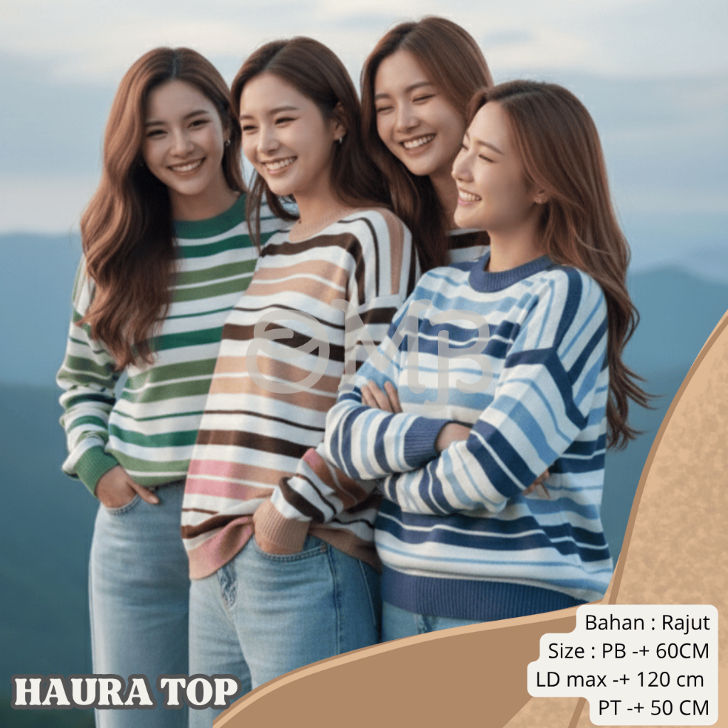 HURA STRIPED KNIT SWETER TOP || TOP KNITE STRIP OMB