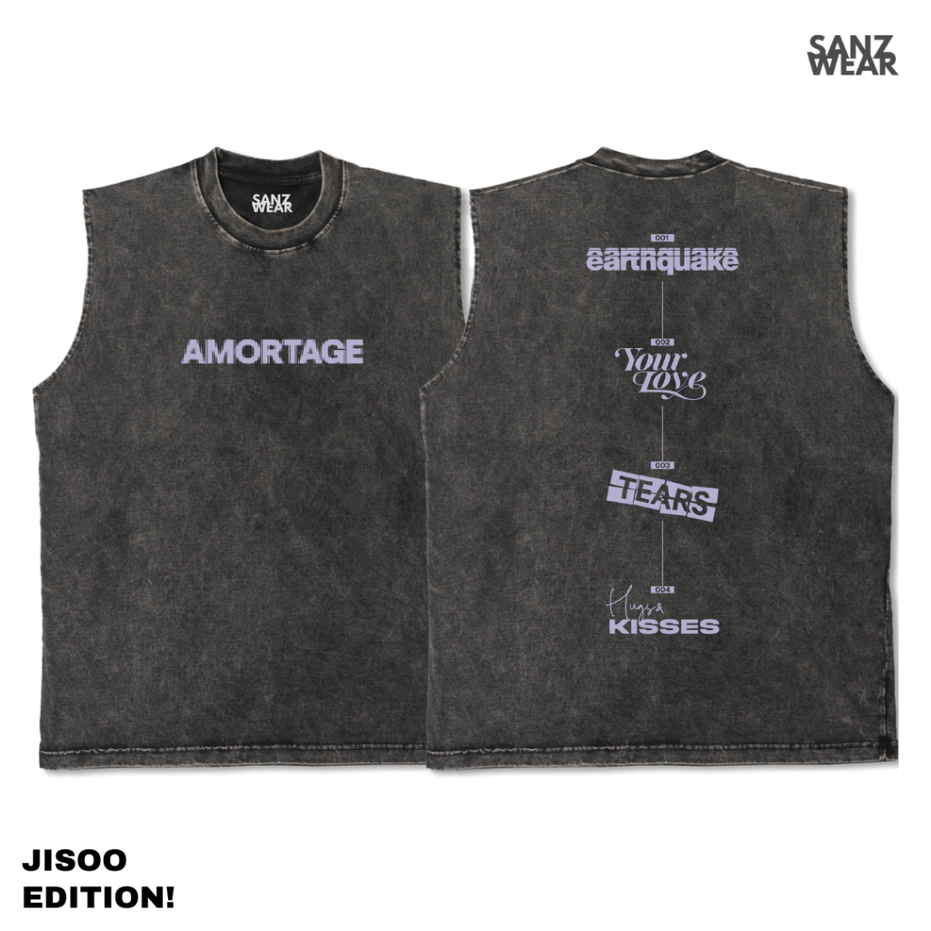 เสื้อสายเดี่ยว SANZ BLACKPINK JISOO | เสื้อฟอกแขนกุดโอเวอร์ไซส์ทรงเข้ารูป | ผ้าฝ้ายหวี JISOO-3