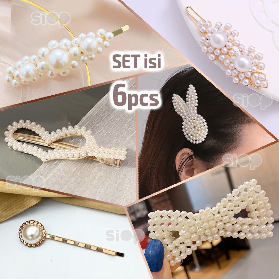 SET OF CLIPS [SJ] กิ๊บติดผมสไตล์เกาหลี (SJ003 บรรจุ 6 ชิ้น)