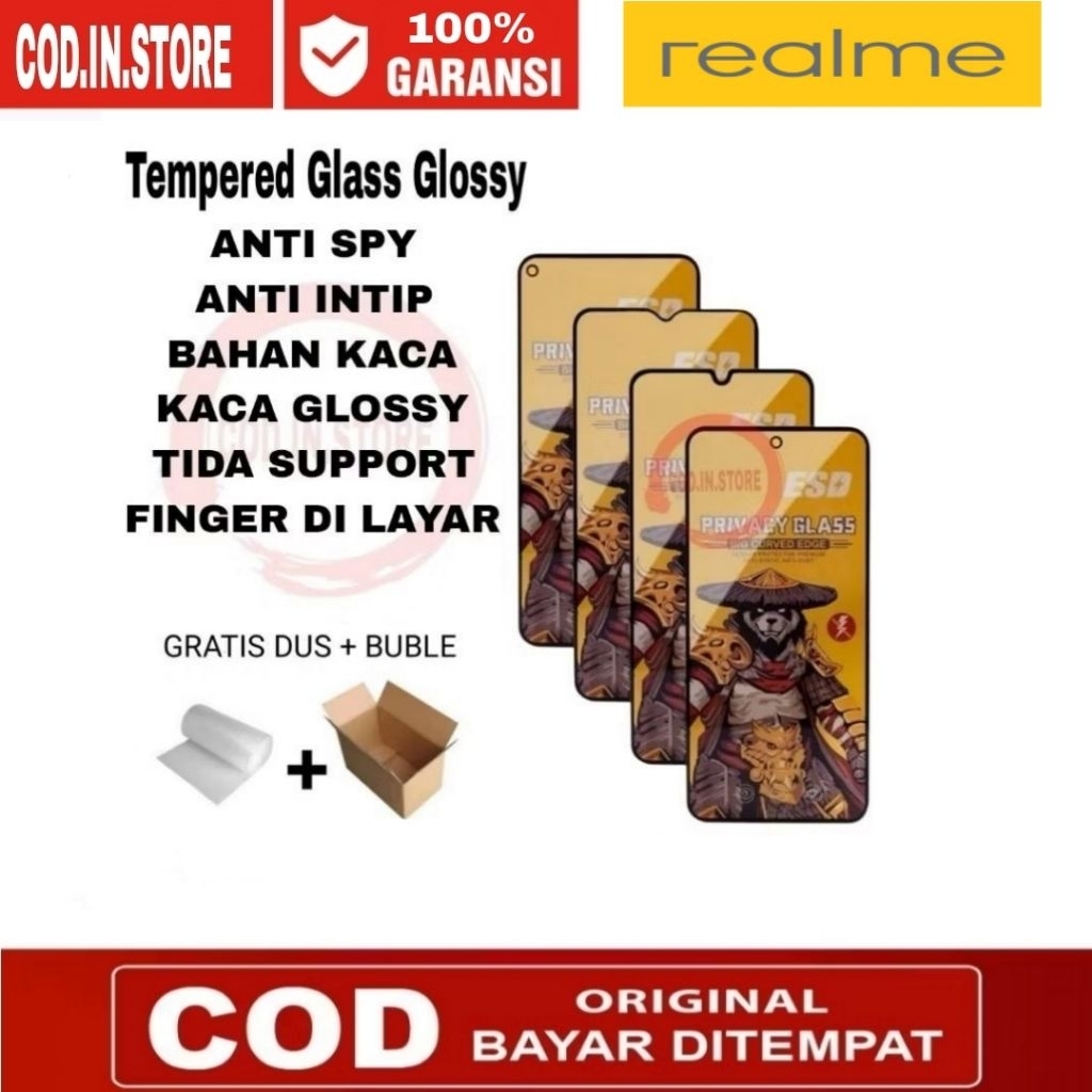 LAYARกระจกนิรภัยAnti Spy Realme 3 3 Pro 5 6 6i 7i 12 Plus C1 C2 C3 C11 C12 C15 C17 C20 C21 C21Y C30 