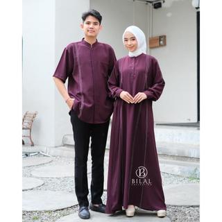 Nabila Dress Couple Baju Sarimbit Pasangan Bahan Sabrina Koko Kemeja Gamis Muslim