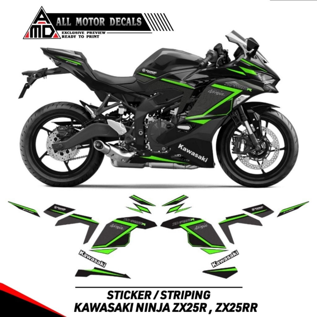 Ninja Zx25r Sticker / Semifull Striping Kawasaki Ninja ZX25R Carbon Motif / Zx25rr Motorcycle Decal