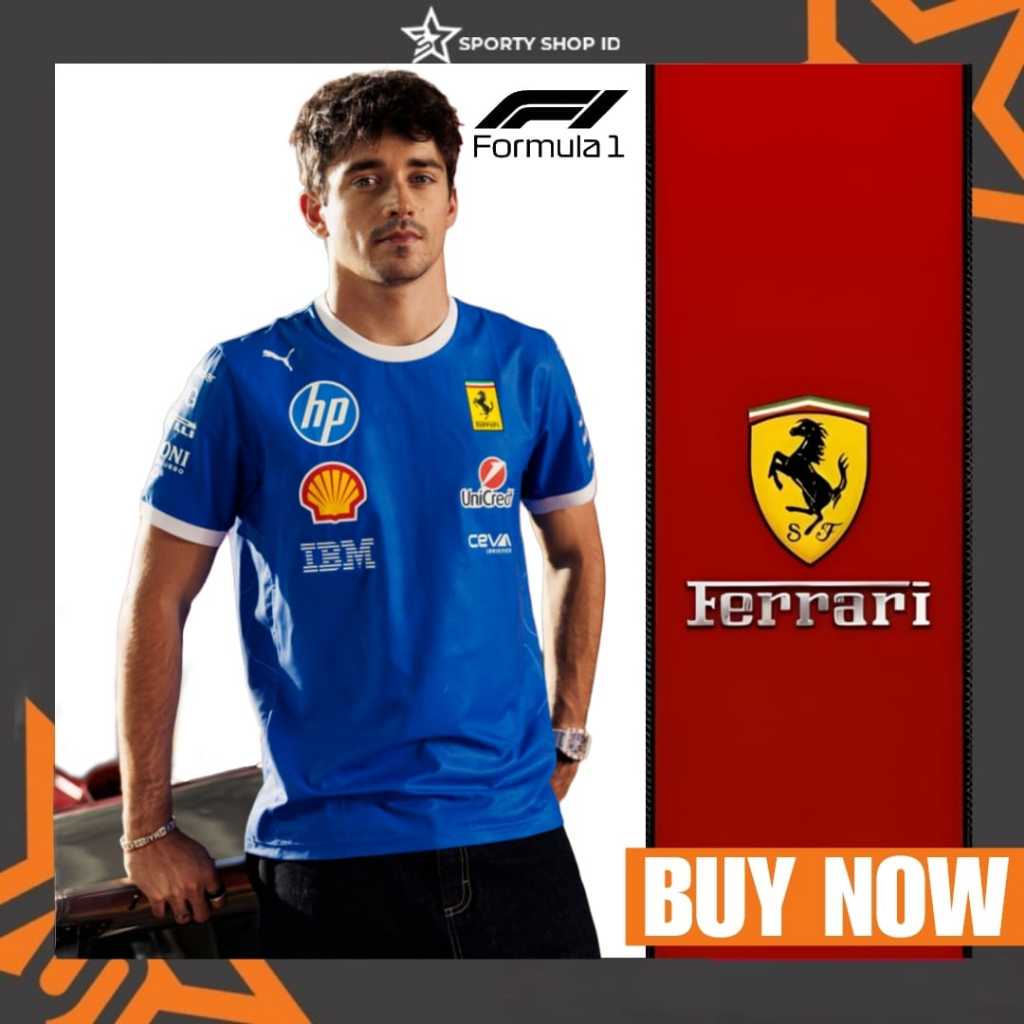 Ferrari F1 2025 Monza In Blue T-Shirt – Formula One Scuderia Ferrari Fans Cotton Material Men Women 