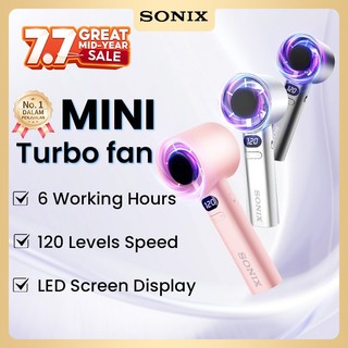 Sonix Mini Fan SF04 Kipas Angin Portable Genggam Strong Cooling Turbo Fan High Speed 120 Gear Wind Digital Display Adjustable Wind 3000mAh