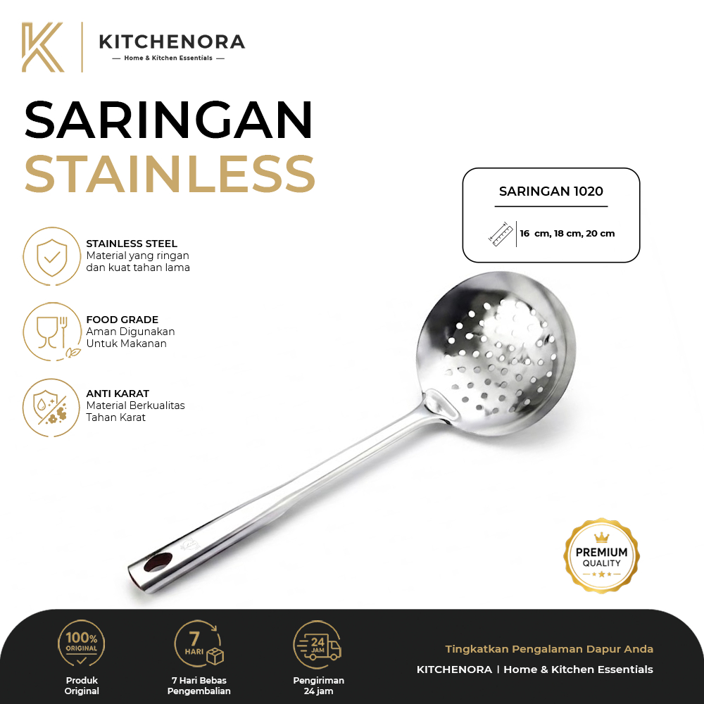 KITCHENORA STANINER จานสแตนเลส 16 ซม. & 20 ซม. - FRIED ONION STRAINER น้ํามัน STRAINER 1020 101