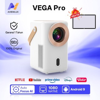 AVIEWLUX VEGA Pro Smart Proyektor LCD - Android 9 - 4K Full HD 1080P - 700 ANSI - WiFi 6 - Bluetooth 5.2 - Auto Focus Keystone - HiFi Sound Projector-LCD-netflix-youtube-kabel hdmi laptop ke proyektor-home theater