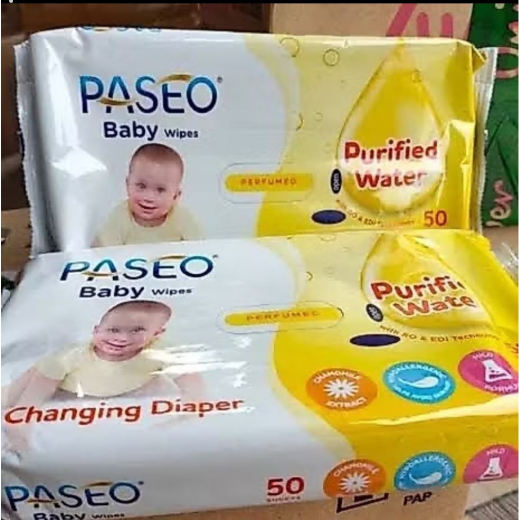 Paseio Tissue BABY WIPES กระดาษเปียก 50 แผ่น 1 ชิ้น RETAIL SINGLE 1 ชิ้น