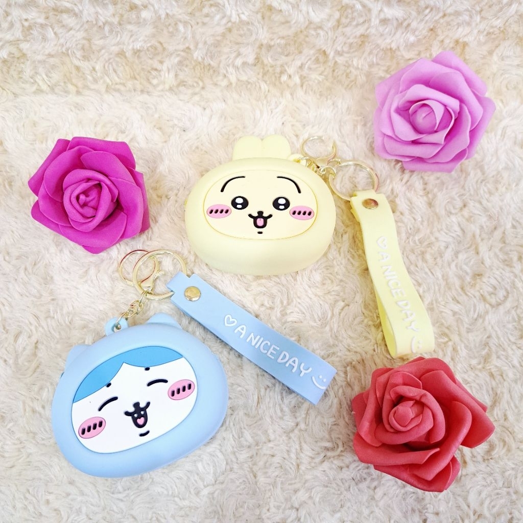 GANTUNGAN Chikawa Blue Yellow Silicon Keychain Pouch Chiikawa Coin Purse Chiikawa Coin Pouch