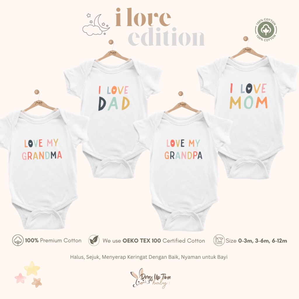 Dressuptimebaby - Baby Jumper/เสื้อยืดเด็ก I love Mom/I love Dad/Love My Grandpa/Love My Grandpa
