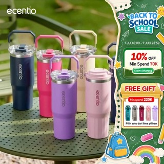 ecentio Tumbler Stainless 900ml Portable Thermos Botol Minum Besar Dengan Tas Tahan Panas Dingin 24 Jam Aesthetic Lucu Termos Air Panas Kopi Dengan Sedotan Cocok Untuk Sekolah Anak Laki-Laki