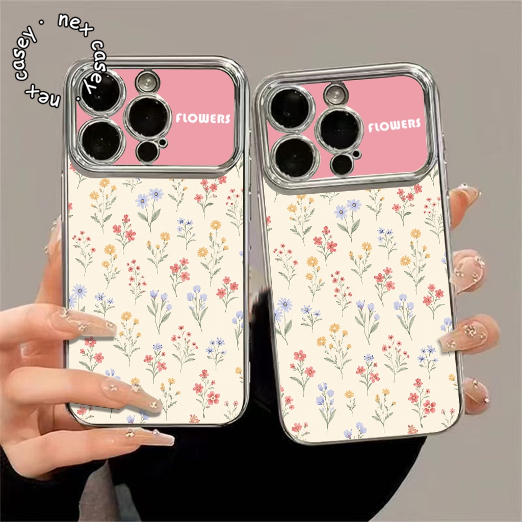 PLATING CROME CASE FLORAL BLOSSOM สําหรับ VIVO Y02 Y03 Y04 Y04S Y12 Y15 Y15S Y16 Y17 Y17S Y18 Y19S Y