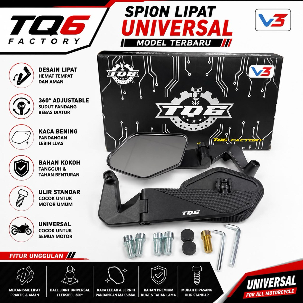 TQ6 v3 H581 Winglet กระจกสามารถพับ Universal สําหรับอัตโนมัติ/กีฬารถจักรยานยนต์ Nmax Aerox Pcx Vario