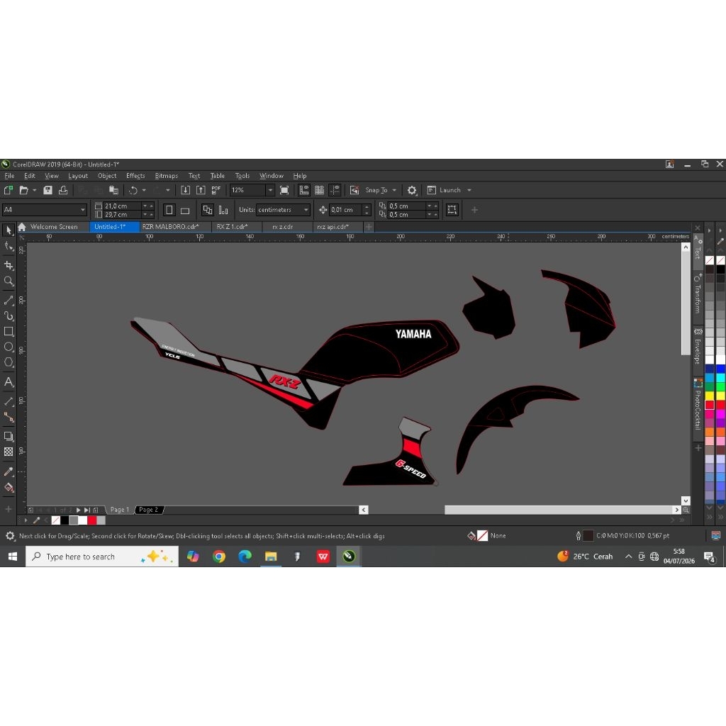 Striping rxz malboro วัสดุโปร่งใสสีดํา