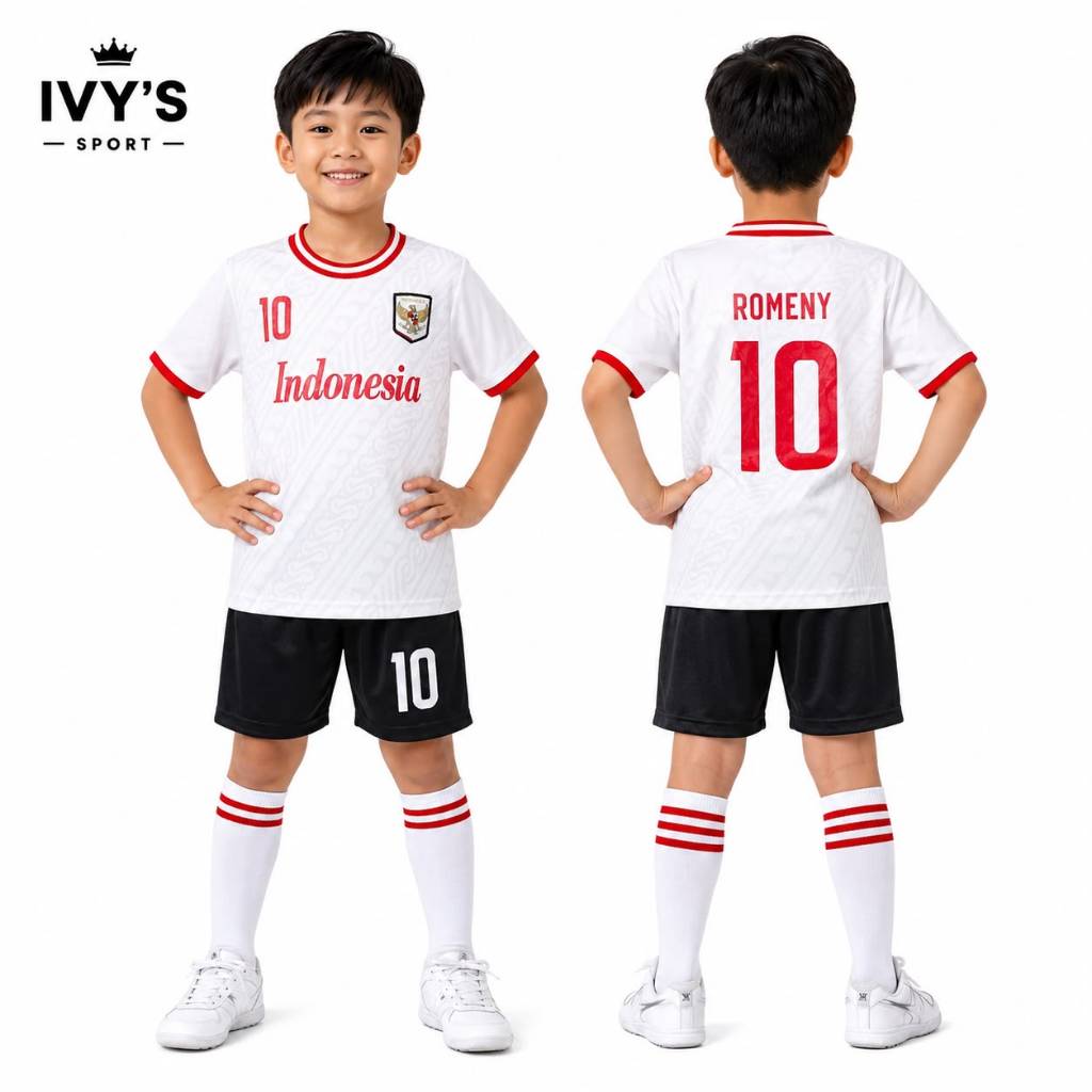 INDONESIAN NATIONAL TEAM CHILDRENS FOOTBALL SHIRT SET WHITE ARHAN ADULT BOYS WORLD CUP LEAGUE SINGLE