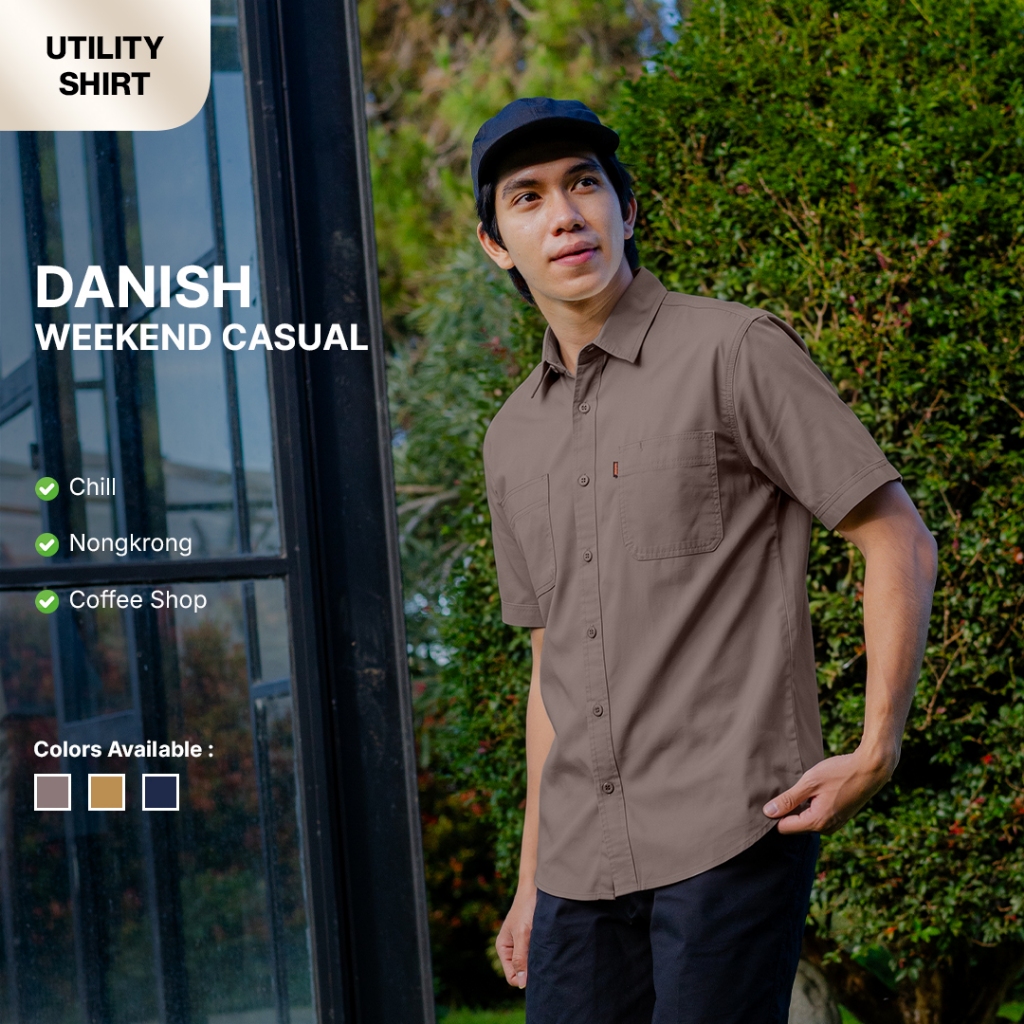 KEMEJA Coop Design - Danish Outdoor Safari Tactical Workshirt Baby Canvas Short Sleeve Mens Shirt