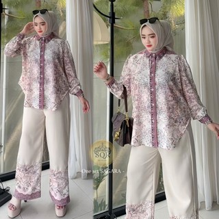 One Set Sagara Uni Ara | One Set Uni Ara | Setelan Celana Sagara Uni Ara | One Set Wanita Kekinian