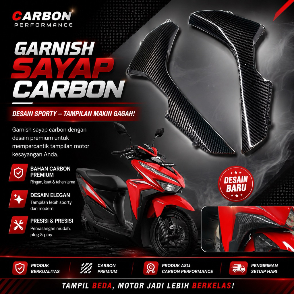 VARIO CARBON WING COVER ซ้ายขวา VARIO 125 150 2018-2022 Vario คาร์บอนไฟเบอร์เคลือบ/ฝาครอบตัวถังด้านหน้า Vario125/150 Keyless 2018-2021 คาร์บอน
