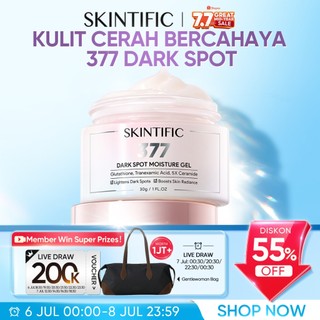 SKINTIFIC - 377 Dark Spot Moisturizer Gel 30g - Krim Wajah Untuk Semua Jenis Kulit/Kulit Kusam/Berjerawat - Penyamar Noda Hitam/Flek Hitam/Bekas Jerawat & Brightening dengan Tranexamic Acid - Day & Night Facial Moisturizer Skincare BPOM Official Store