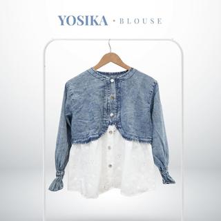 Naura Fashion - Atasan Wanita Yosika Bahan Jeans Lembut Cantik Mewah Elegan 2026