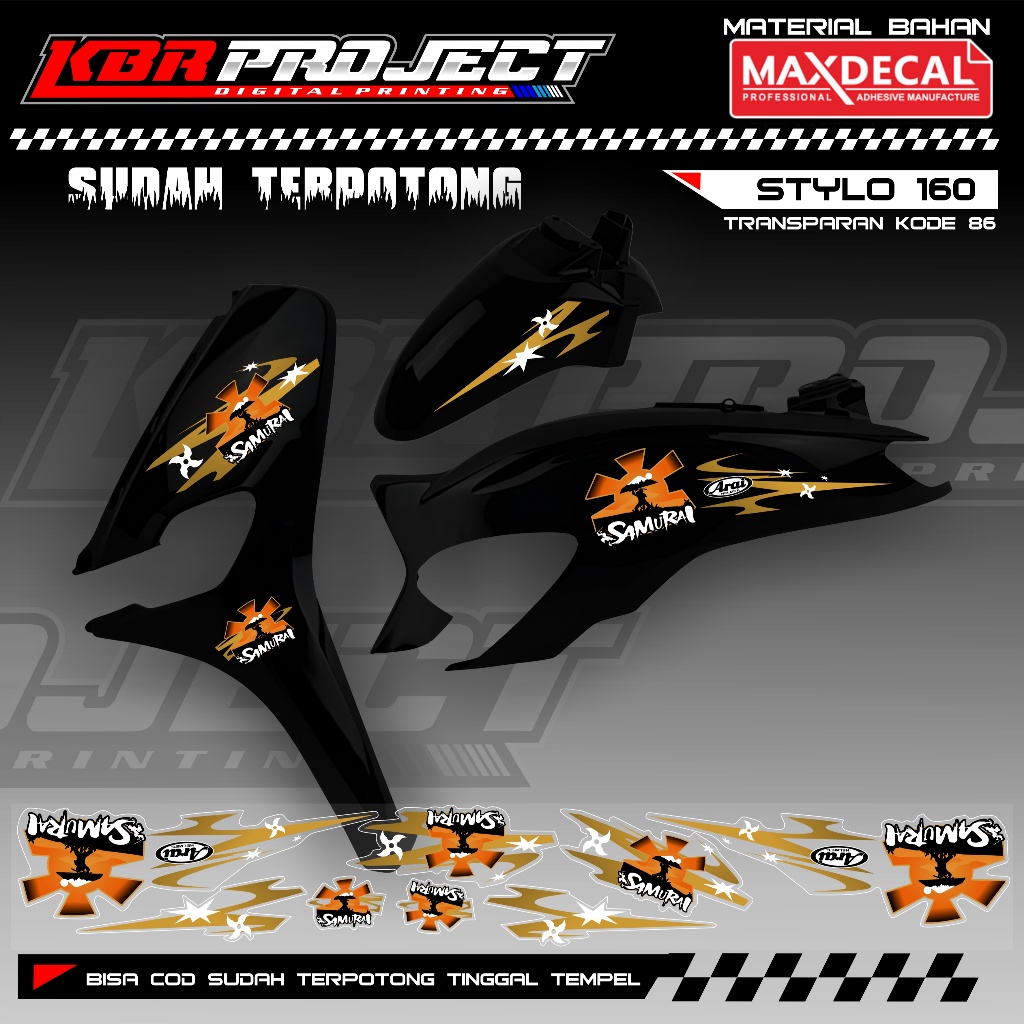 STYLO 160 STRIPING TRANSPARKENT UV STICKER รหัส 86 PREMIUM MAXDECAL MATERIAL CUT