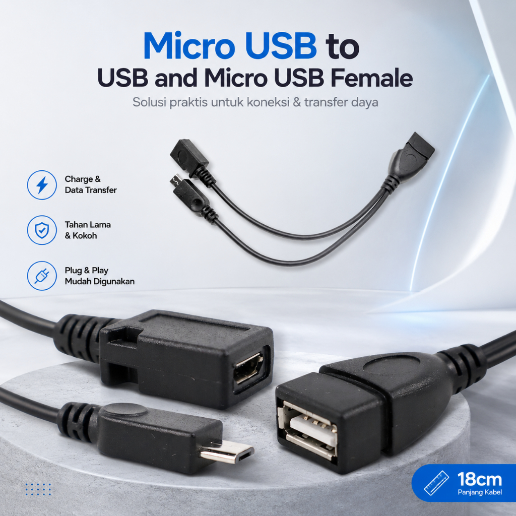 อุปกรณ์คอมพิวเตอร์ สาย Micro USB to USB Female และ Micro USB Female 18cm