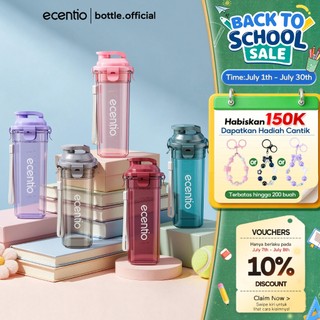 ecentio Botol Minum Portable 500ml Olahraga Kantor Sekolah BPA FREE Sport Anti Bocor Botol Transparan Free Hand Lanyard