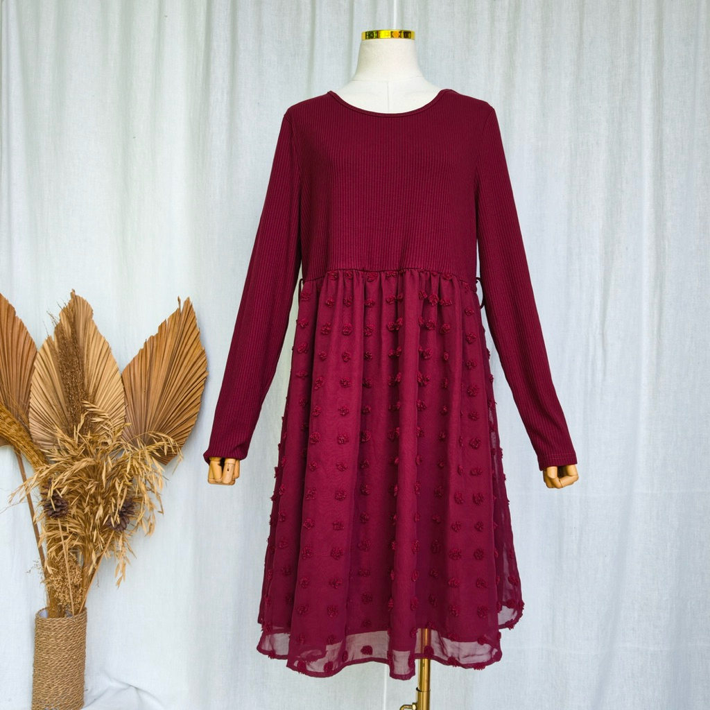 เดรส Maroon SHN Midi