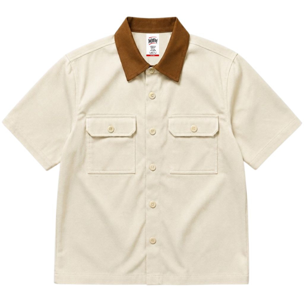 KEMEJA Western - Boxy Workshirt - Casual Work Shirt - Broken White - "BW และ BT"