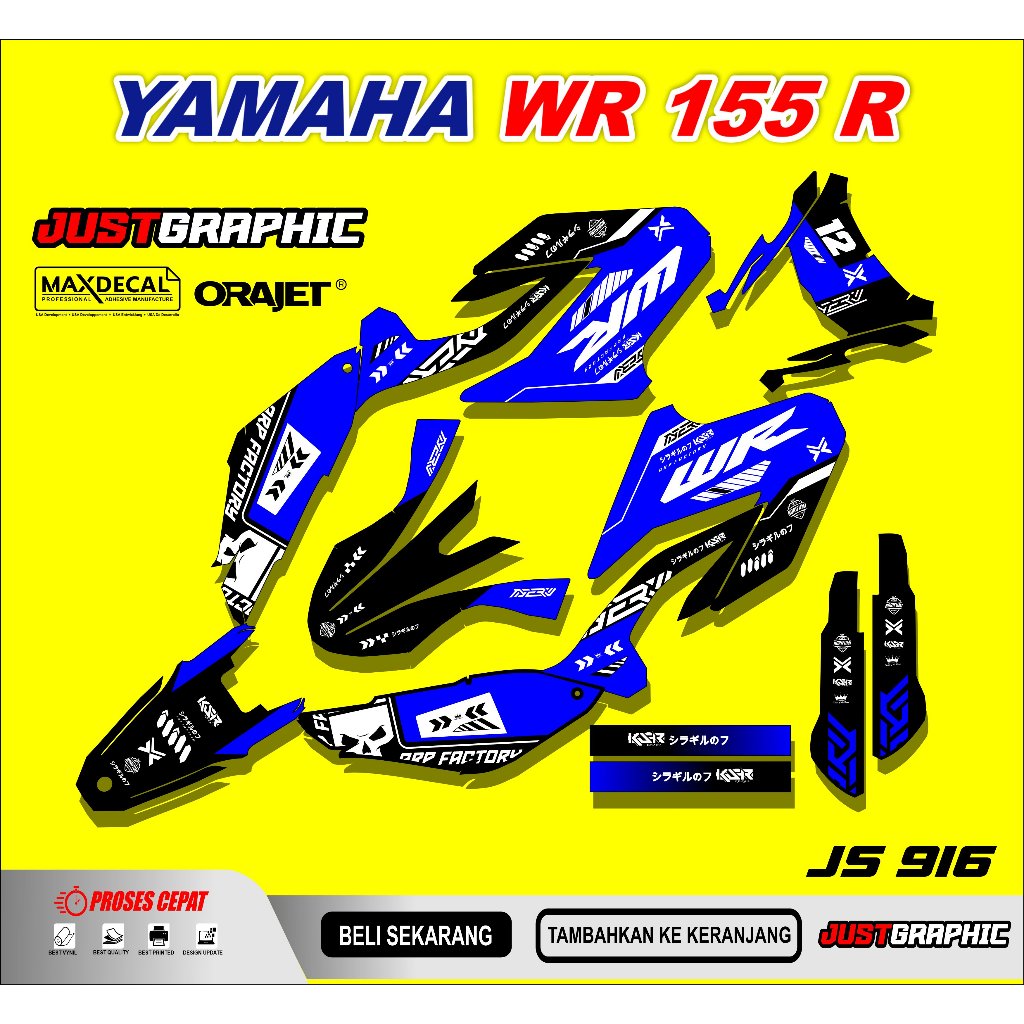 Yamaha wr 155r สติ๊กเกอร์สติ๊กเกอร์ supermoto แบบเต็มตัว ดีไซน์เรียบง่ายใหม่ ฟรี js 916 แบบกําหนดเอง