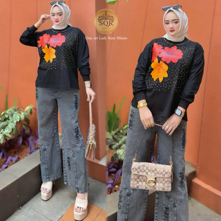 Uni Ara - One Set ( LADYROSE ) One Setu Premium || Set Celana Wanita Kekinian  One Set Premium