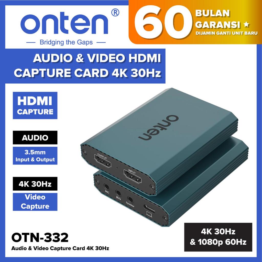 Onten OTN-332 Audio Video การ์ดจับภาพ HDMI รองรับความละเอียด 4K 30Hz สําหรับเล่นเกมสตรีมมิ่งสด