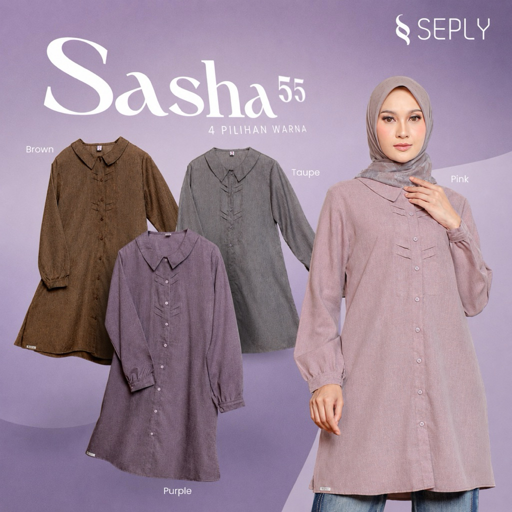 SEPLY SASHA 55 Top (สีชมพู, สีม่วง, Taupe, สีน้ําตาล) Daily Fashion Muslim Womens Tunic Blouse Top