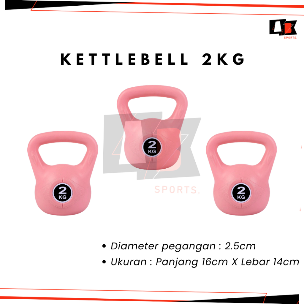 ABSPORTS - Kettlebell 2kg Fitness Pink / Black Barbell Dumbell Weight Lifting / อุปกรณ์ฟิตเนส 4KG